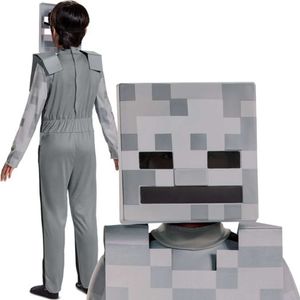 Minecraft Halloween Kostüm, Faschingskostüm Skelett Weiß Skelett 127-136 cm (7-8 Jahre)