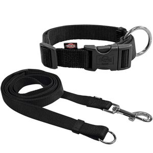 "Black Label" Halsband 40-65cm, 25 mm verstellbar + Leine 120-180cm/20 mm, das preiswerte Set! Hundehalsband und Leine aus Nylon