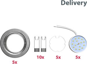 Einbauspot 68mm 5er Set - 230V, 5,5W, 470lm, LED, dimmbar, warmweiß, matt-nickel