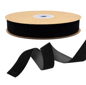 10m Samt-Band 25mm breit Dekoband Zierband Stoffband Geschenkband Borte Farbwahl, Farbe:schwarz