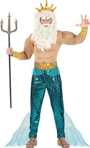 Gott des Meers Verkleidung - Poseidon Kostüm Neptun Meeresgott Gr. S - XXL Gr. L