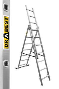 Drabest - hliníkový domáci rebrík 3-dielny 3x7 priečok 150 kg