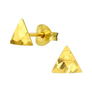 925 Sterling Silber Ohrstecker vergoldet mit gehämmerten Dreieck