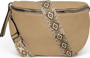 Bauchtasche Umhängetasche Cross Body Bag Hüfttasche Handtasche 30 cm Breit Damentasche Schultertasche Handytasche Weich Premium Vegan Leder Khaki