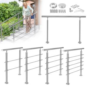 UISEBRT Geländer Edelstahl Handlauf Treppengeländer für Treppen Brüstung für Innen & Außen Treppenhaus Balkon Brüstung (100cm, 2 Querstreben)