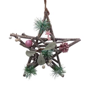 Deko-Holzstern aus Weide 30cm weihnachtlich geschmückt