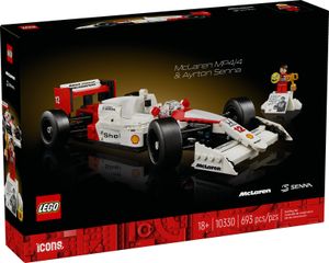 LEGO Icons McLaren MP4/4 & Ayrton Senna Modellauto Set, F1 Rennwagen Bausatz für Erwachsene mit Rennfahrer Mini-Figur, Sammlerstück, Geschenk-Idee zum Geburtstag für Männer, Frauen, Ihn & Sie 10330