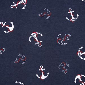 Baumwolljersey Jersey Anker dunkelblau weiß rot 1,45m Breite