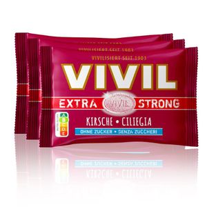 VIVIL Extra Strong Kirsche Pastillen ohne Zucker | 3er Pack