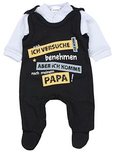 TupTam Unisex Baby Strampler Set Spruch Mamas & Papas Schatz, Farbe: Ich versuche mich zu benehmen... / Schwarz, Größe: 56