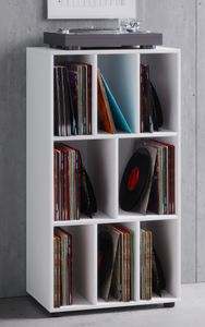 VCM Holz Schallplatte LP Sideboard Regal Archivierung Aufbewahrung Woltino Weiß