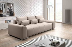 FURNIX Sofa LORETA Couch 3-Sitzer Sofa mit Schlaffunktion und Bettkasten Loft Classic Design modern BEIGE OR22