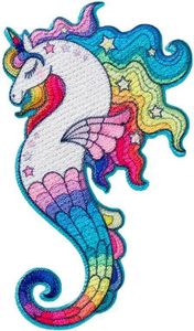Einhorn-Seepferdchen Tier - Aufnäher, Bügelbild, Aufbügler, Applikationen, Patches, Flicken, Zum Aufbügeln, Größe: 4,7 x 8,0 cm
