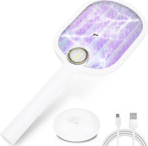Jiubiaz Elektrická plácačka na muchy Zabijak hmyzu Plácačka na komáre Pasca na hmyz Mosquito Fly Catcher Dvojitá ochranná sieť 2v1