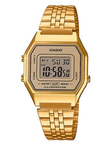 Casio LA680WEGA-9ER Uni hodinky Vintage Iconic Quartz z nehrdzavejúcej ocele náramok zlatý tón