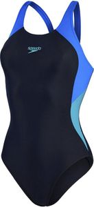 Speedo Colorblock Badeanzug Damen chlorbeständig, Farbe:Blau, Größe:38