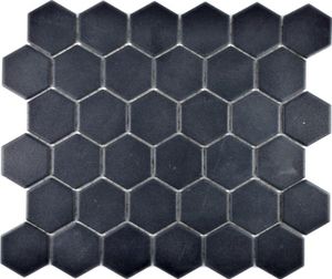 Keramik Mosaik Hexagon schwarz R10B Duschtasse Bodenfliese Mosaikfliese  Küche Bad Boden