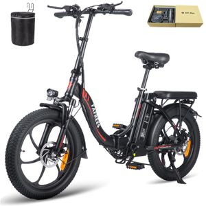 Fafrees F20 20-Zoll-Fettreifen-Elektro-Moutian-Fahrrad, Faltbares Elektrofahrrad, 36 V/16 Ah, 250 W, Laufleistung 90–120 km Schwarz