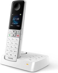 Philips D6351W Schnurloses Telefon mit Anrufbeantworter - 1,8"-Display - Telefonbuch mit bis zu 100 Namen - Nummernerkennung und -sperre - Plug & Play - Weiß