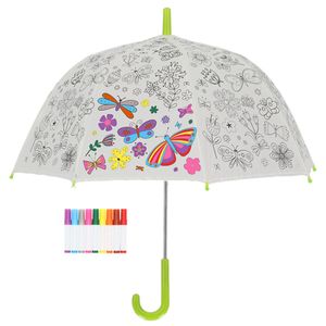 Esschert Design Regenschirm für Kinder mit Blumen & Insekten PiY zum Ausmalen