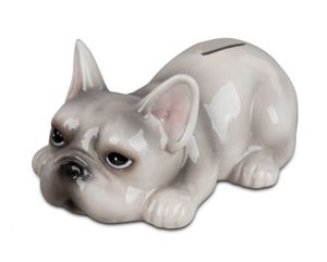 Spardose Hund Bulldogge mit Schloss Spartopf Sparbüchse Deko Figur Skulptur