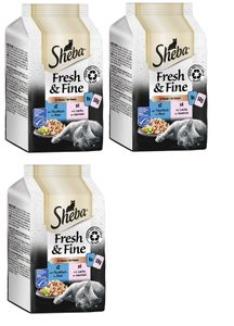 SHEBA Portionsbeutel Multipack Fresh & Fine in Sauce mit Thunfisch und mit Lachs MSC 3 x 6x50g