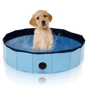 Wolketon Hundepool fuer hunde und katzen, Faltbarer 80 x 20cm Swimmingpool mit Ablassventil, tragbare und verschleissfest Hundeplanschbecken