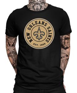 New Orleans Saints - American Football NFL Super Bowl Herren T-Shirt, Schwarz, L, Vorne