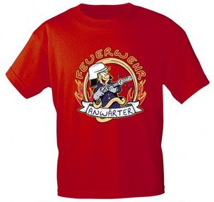 Kinder T-Shirt mit Print - Feuerwehr Anwärter - 06909 versch. Farben zur Wahl - Gr. 86 - 164 Color - rot Größe -