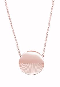 Halskette Coin Plättchen Edelstahl Necklace Scheibe Horizont Medaillon, Farben:Roségold