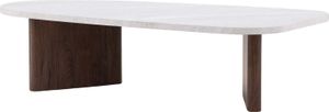 FURNLUX Coffee Table Gronvik Walnut Und Marble Grey 65cm / Hauptfarbe: Braun / Abmessungen: 65 x 130 x 32 cm