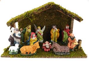 Bambelaa! Weihnachtskrippe Krippenszene Weihnachten 11tlg. Krippenfiguren + Stall