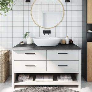 Waschtischplatte Dunkelgrau 100x60x4 cm Massivholz Behandelt