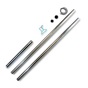 sunprotect 83203 Stahlmast-Set für Sonnensegel, 2-teilig, zerlegbar, Höhe 2,5 m, Ø 5 cm, Wandstärke 15 mm, silberfarben (1 Set, 2-teilig)