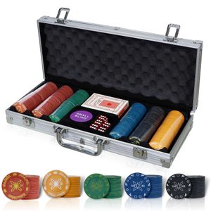 BROILISSIMO Pokerset Pokerkoffer Profi Pokerspiel inkl. Pokerdecks Dealer Button Poker Set Pokerchips Tischauflage Spielmatte,color:300pcs