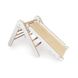 Kletterdreieck für Kinder mit Rutsche Klettergerüst indoor Regenbogen Wippe Holz Triangle Gym CE 100% ECO