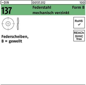 DIN 137 Federscheiben, gewellt Federst. B 10 mech. verzinkt mech Zn K 1000 Stk