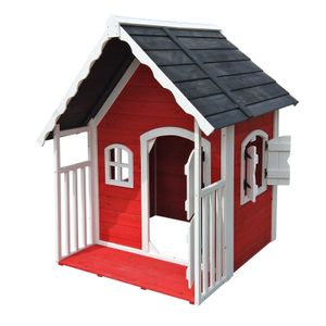 Domček na hranie pre deti z dreva s verandou, oknami a dvojitými dverami