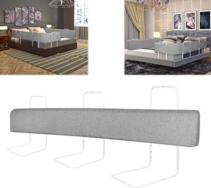 LARS360 200cm Rausfallschutz Bett Höhenverstellbar Bettgitter für Kleinkinder Bettkantenschutz mit Reißverschluss und Druckknopfleiste Tragbare Bettschutzgitter Kinderbett Zubehör Leinengrau