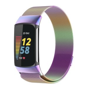 Strap-it® Fitbit Charge 5 Milanese Armband (Regenbogen)