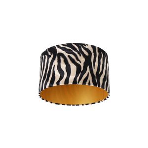 QAZQA Klassisch I Antik Velours Lampenschirm Zebra Design 35I35I20 Gold I Messing innen ,