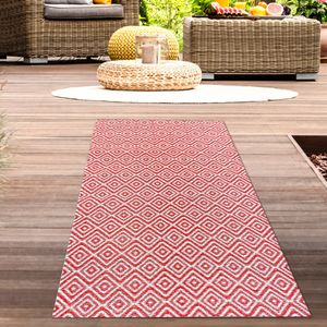 Outdoor-Teppich mit exotischem Ethno-Design in rot weiß Größe - 90 x 150 cm