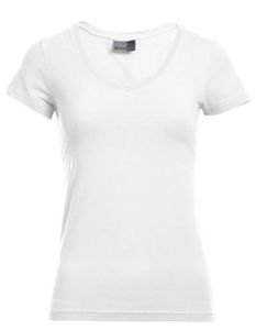 Slim-Fit V-Ausschnitt T-Shirt Damen, Weiß, XL