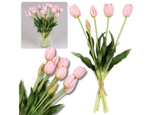Silikónové tulipány, svetloružové, ako živé, kytica 5 kusov