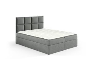 GUTTO Boxspringbett SARA 180 x 200cm 2x Bettkasten TOPPER 5cm Gratis Grau Velour