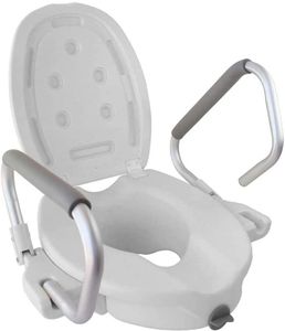 Toilettensitzerhöhung mit Armlehnen und Deckel Mobiclinic Guadiana, WC Sitzerhöhung, weiß