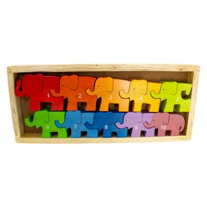 1-10 Elefanten Herde Puzzle Zahlenpuzzle für Kinder 10 -tlg Holz lasiert - 2907