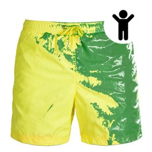 Leap Farbwechselnde Badehose für Jungen, farbwechselnde Herren-Badehose mit Taschen, schnell trocknende Sportshorts - gelb bis grün, XXL