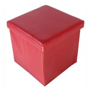 Echtwerk EW-SW-0415 Sitzwürfel, StoreCube, faltbar, circa 38 x 38 x 38 cm Kunstleder, Aufbewahrungsbox, rot