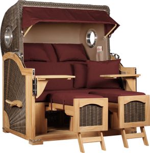 Strandkorb Düne Grande Bullauge Teak PE Grey Dessin 550
